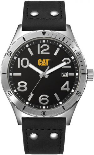 Men's CAT Camden 43mm Black Leather Strap