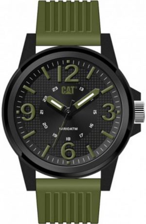 Men's CAT Caterpillar Groovy All Black Silicone Band 45mm