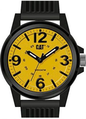 Men's CAT Caterpillar Groovy Yellow Dial Silicone Band 45mm